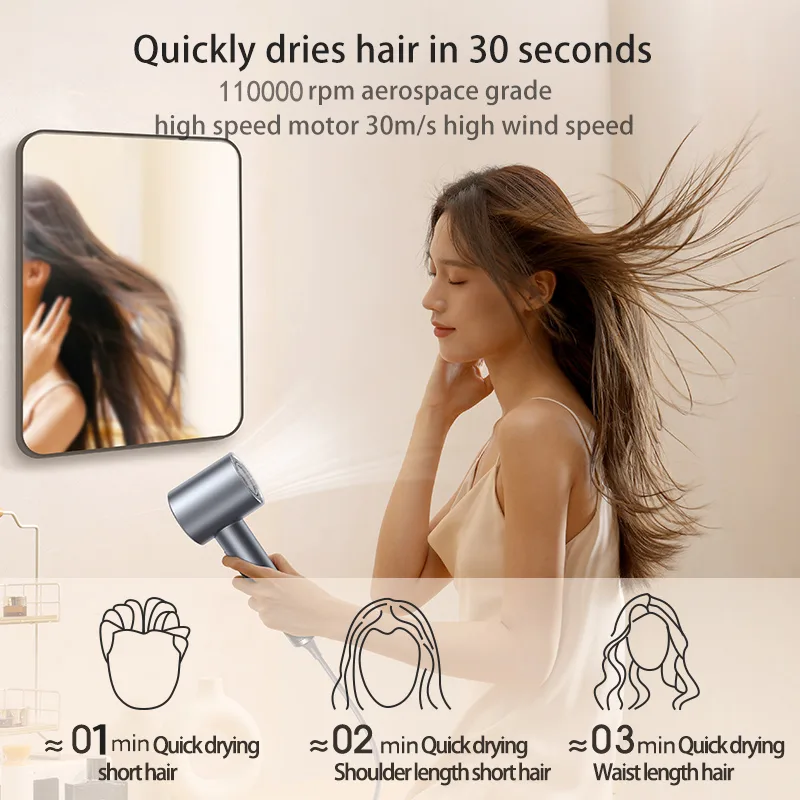 Professional Household Electric Hair Dryer with Negative Airflow Blower Salon-Hotel Suitable Secador De Cabelo for Outdoor Use