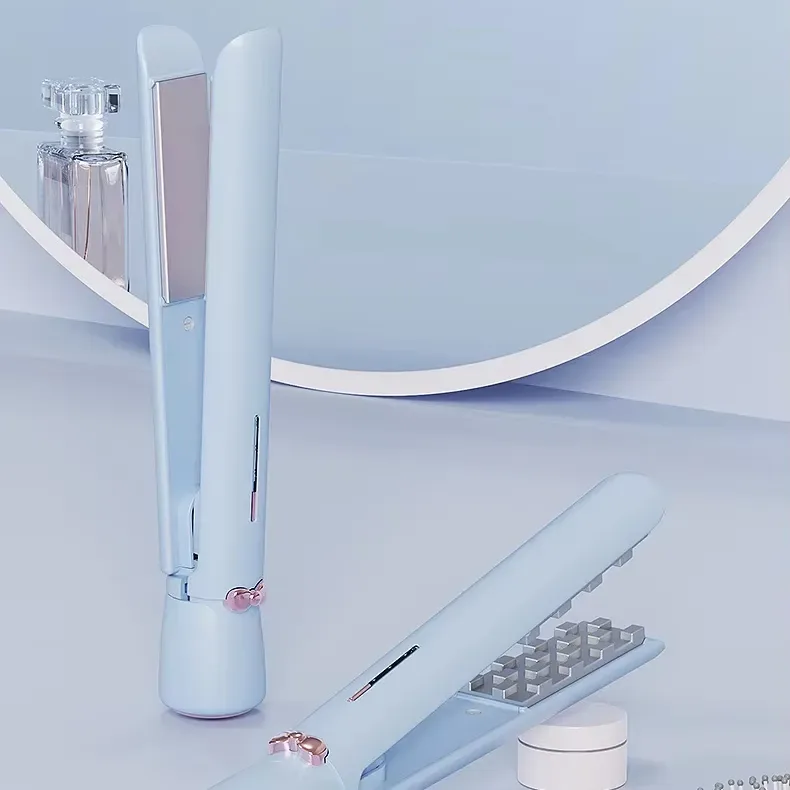 Professional 2-in-1 Iron Hair Straightener LCD Display Electric Ceramic Plate Household Use Featuring Negative Ion Technology