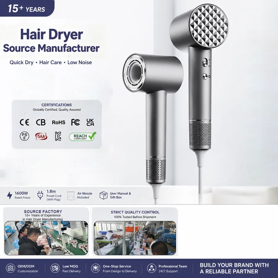 High-Speed Professional Electric ABS Hair Dryer Set Salon Leafless Custom Bldc 110000rpm Blower Household Outdoor Hotel Use