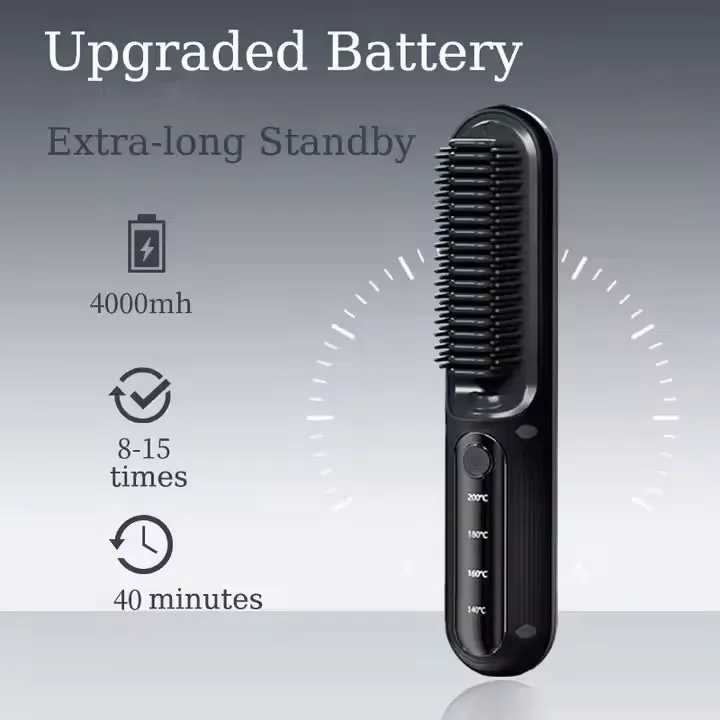 2026 Best Seller Cordless Ceramic Hair Straightener Comb Electric Rechargeable USB Negative Ion Hot Air Portable Household