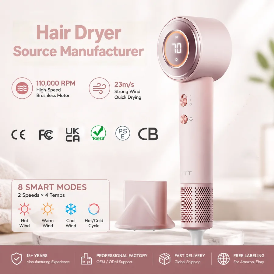 Professional 1400W BLDC Hair Dryer 110000 RPM High-Speed Low Noise Negative Ions Household Mute Ionic Electric Hair Blower