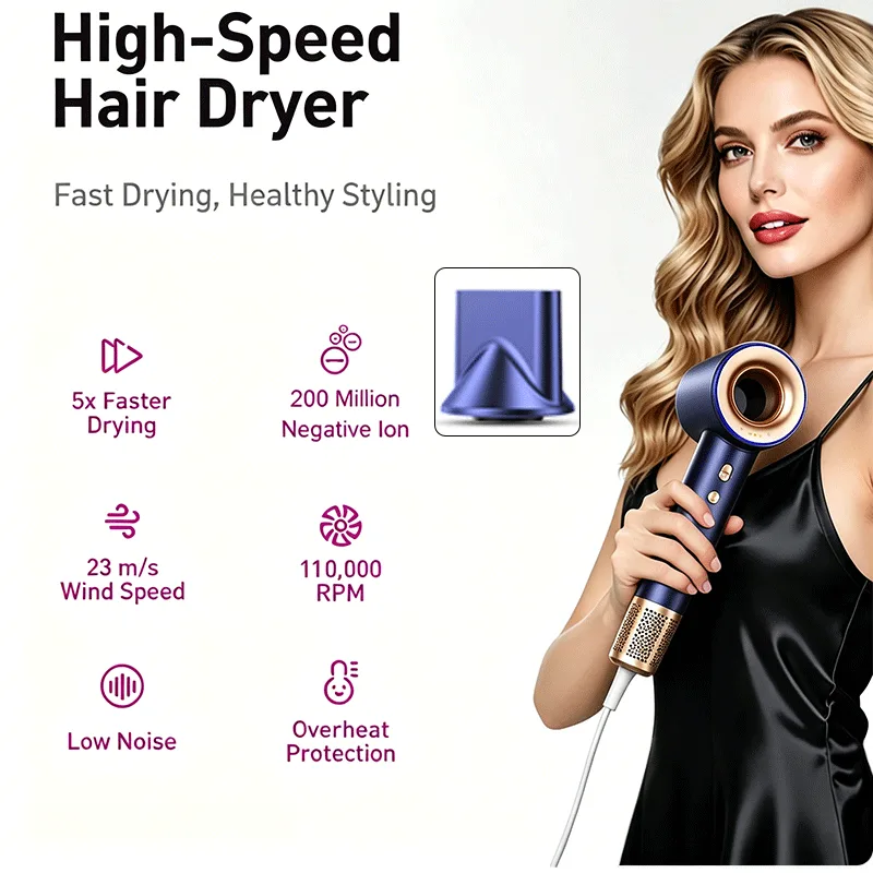 Professional High Quality ABS Hair Dryer with Negative Ion Concentrator Nozzle for Home Garage Travel Hotels for Outdoor Use