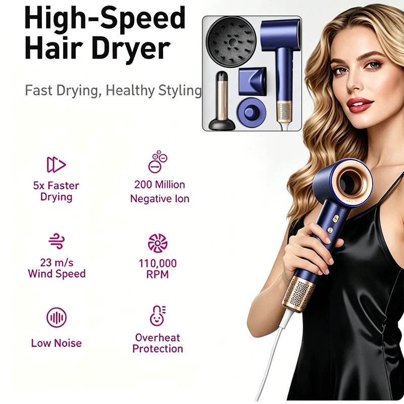 Professional Salon Performance Ionic Hair Dryer Set High-Speed Electric Dryer High Motor Speed AC Hot Home Hotel Outdoor RV