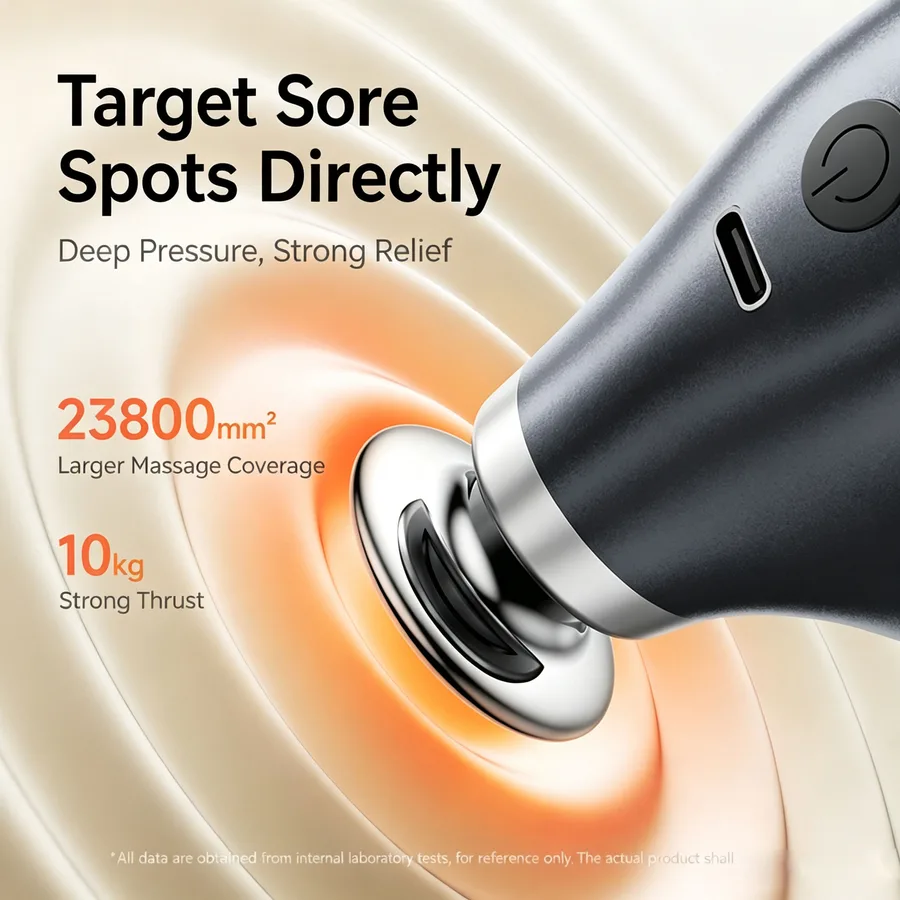 Pocket Mini Fascia Gun Portable Electric Massager Brushless Motor 3-Speed 4 Massage Heads Silent Strong Power Built-in 500mAh