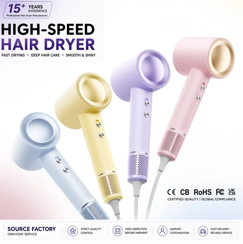 1600W High-Speed Hair Dryer Negative Ion Care Fast Drying Strong Airflow Constant Temperature Quiet Home Use Wind Nozzle