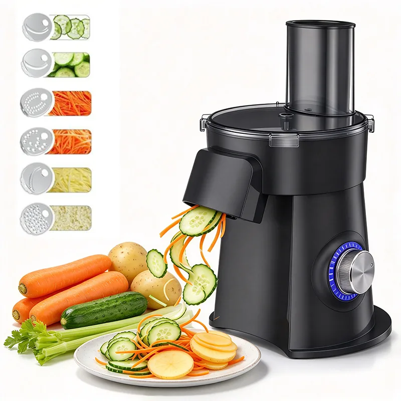 Kitchen Rotary Vegetable Slicer Shredder Six In One Shredding Electric Fruit And Vegetable Shredder Machine Stainless Steel