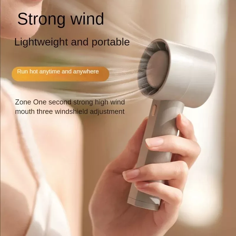 Convenient Ultra-quiet Portable Student Office Mini Handheld Fan-Outdoor & Car Use Manual Rechargeable 3-Speed Battery Powered
