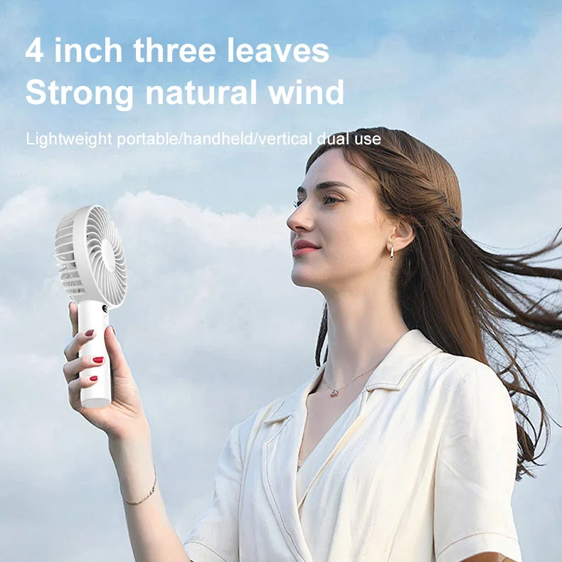 Handheld Fan Cooling Plate Fan Rechargeable Cooling Fan Desktop 3 Gears LED Digital Display Mini Hand Fans