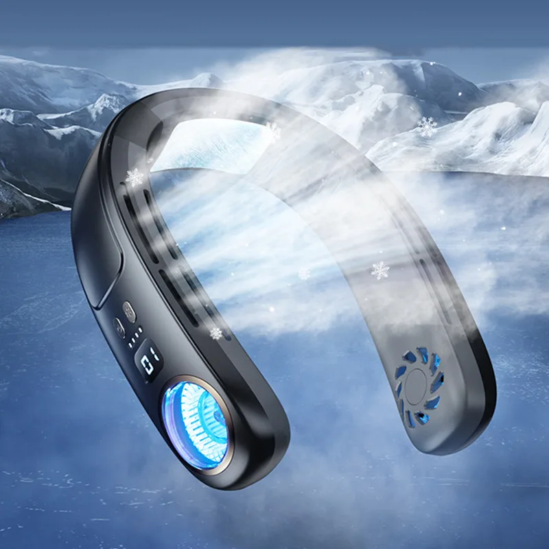 Customization New Mini Cooling Neck Fan Sports Hanging 4000mAh USB Rechargeable Silent Portable Wearable Outdoor Hotel Use