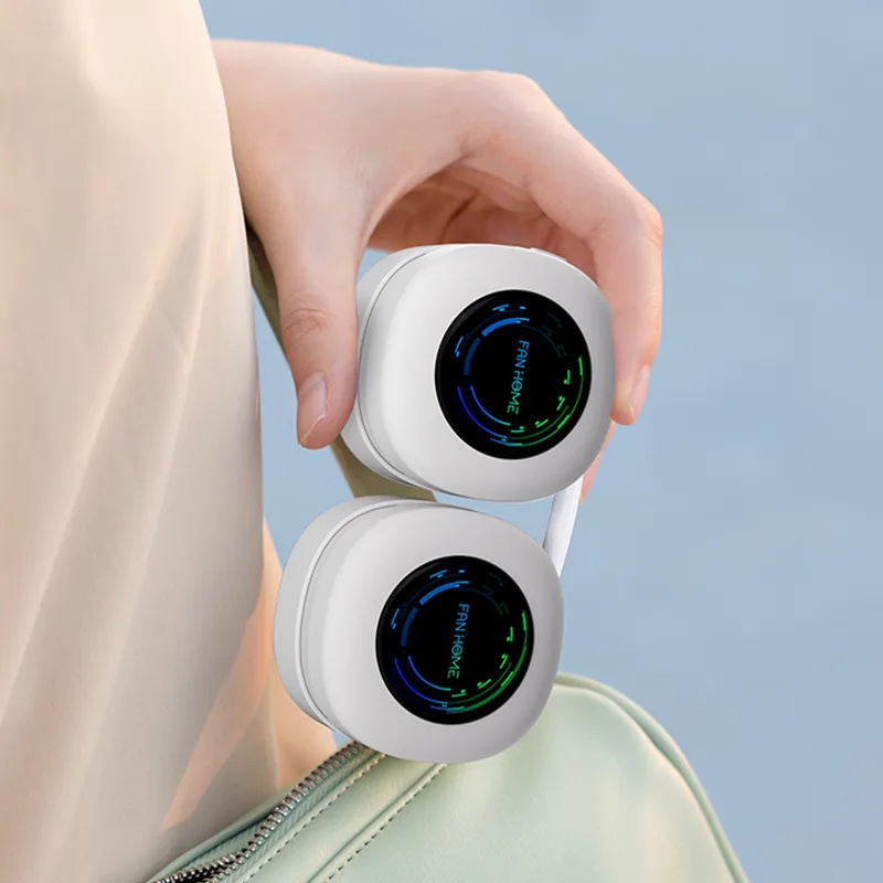 Customization New Mini Folding Cooling Neck Fan Sports Hanging 1800mAh USB Rechargeable Silent Portable Wearable Car Compatible
