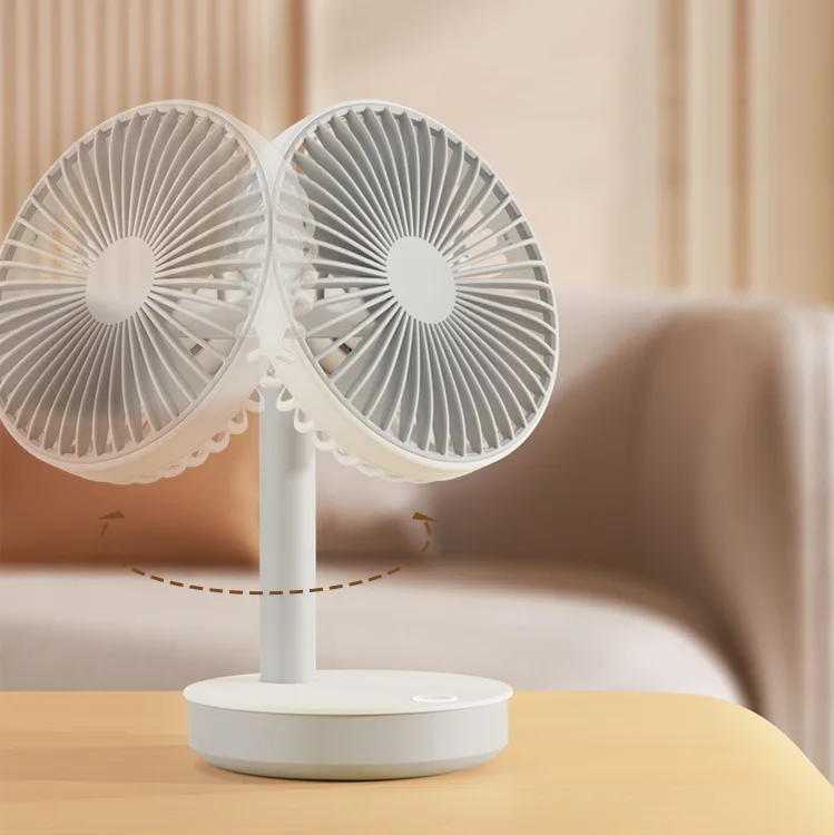 High-Wind 3-Speed Silent Electric Oscillating Table Fan Automatic Shake Head Desktop Air Cooler for Office Plastic Battery