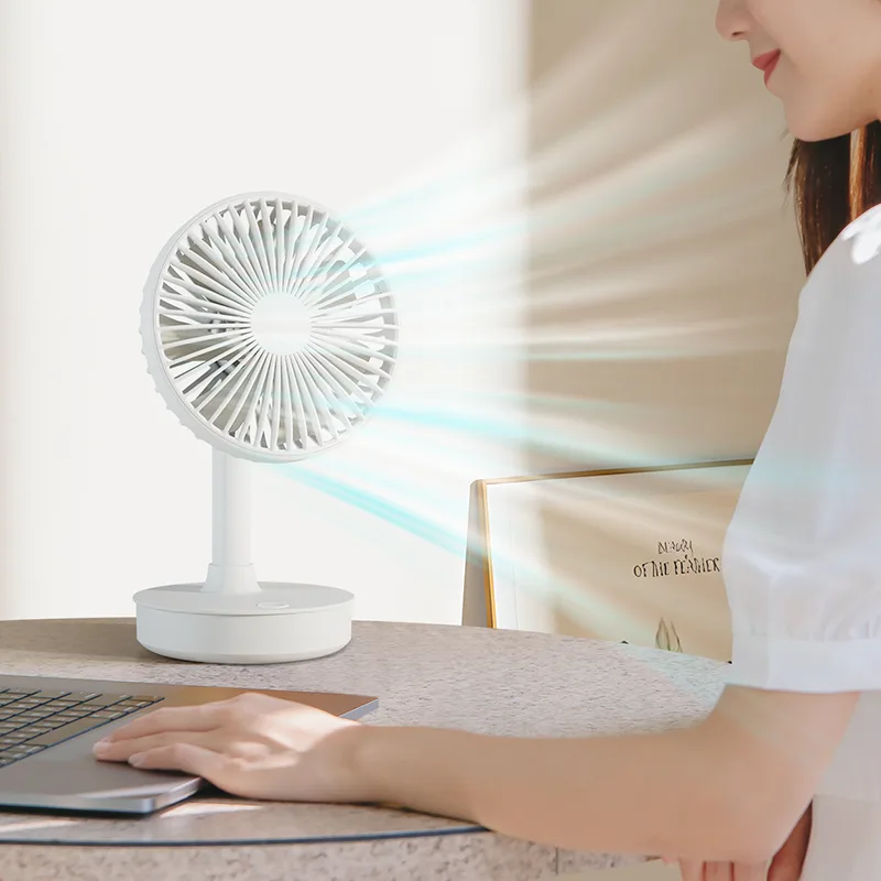 Mini Desk Fan 3 Speed Adjustable Automatic Rotating Shaking Head Usb Rechargeable Handheld Fan