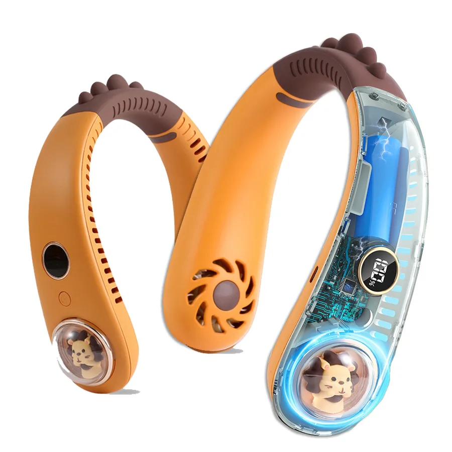 Bladeless Rechargeable Neck Fan Portable Outdoor Hanging 3 Speeds Hand Free for Kids Adjustable Neck Fan
