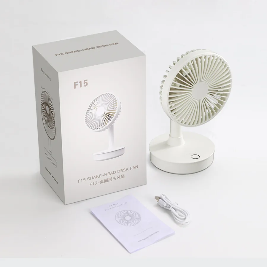 Rechargeable Household Portable Table Fan Multi-Function Automatically Oscillating Desktop Ventilator with Three Wind Control