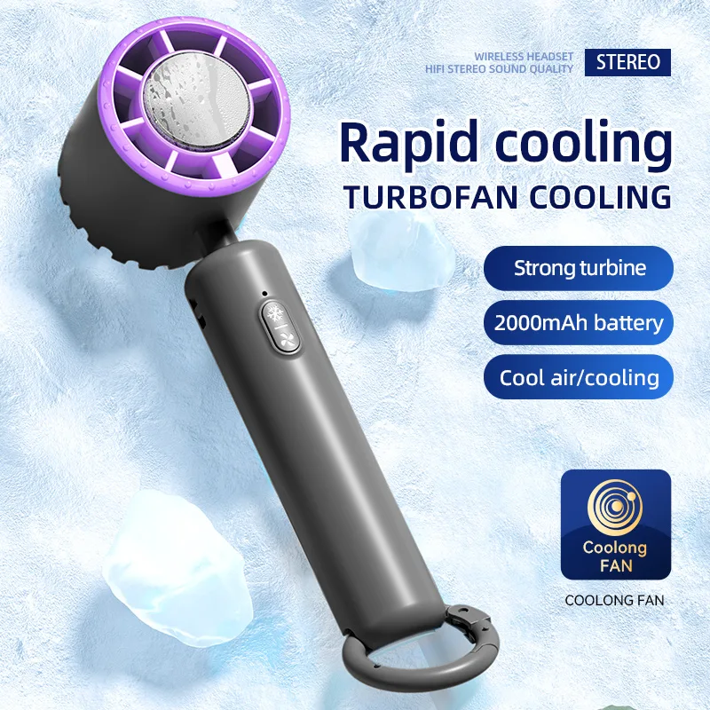 2024 Summer New Refrigeration Portable Fan 3 Speed Mini Turbo Cooling Usb Cold Compress Handheld Ice Fan