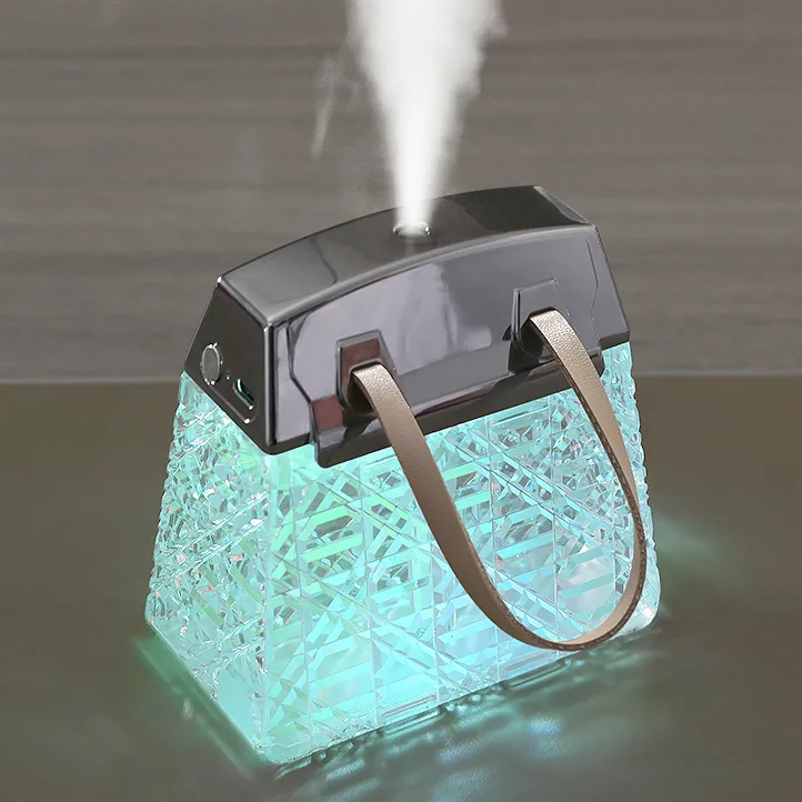 Creative 7 Color Night Light Acrylic Crystal Handbag Humidifier for Household Use
