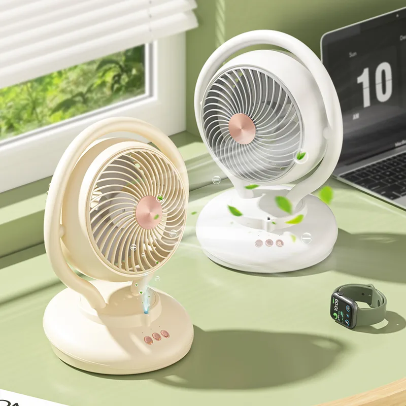 Comfort Cooling Three-Speed Airflow Low Noise Silent Negative Ion Desktop Fan with Air Purification Wide Angle Air Supply