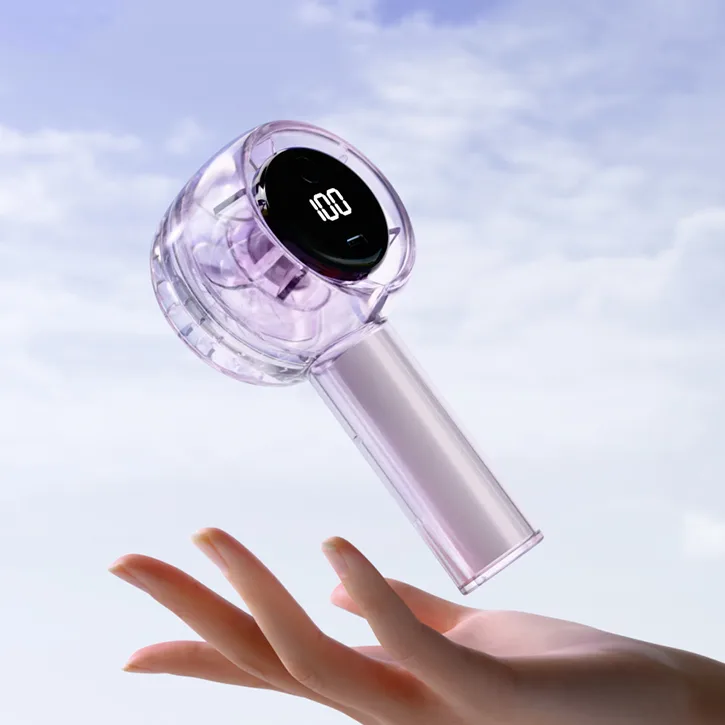 2025 1200mAh Rechargeable USB Handheld Fan LED Digital Display 3-Speed Brushless Motor Portable Folding Design for Car RV Use