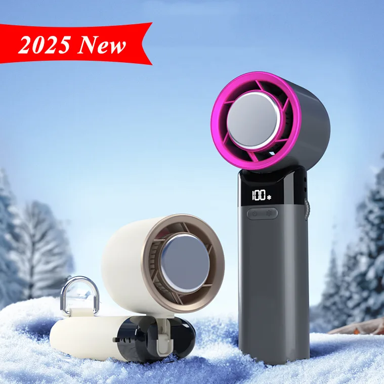 FAN HOME New Idea Product High Speed 3000mAh Folding Air Cooling Hand Held Handy Fan Air Conditioner Mini Fan with Hook