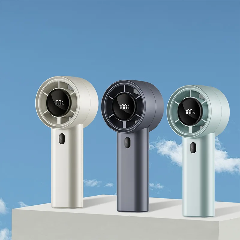 Infinitely Variable Speed 3-Speed Digital Display Portable Handheld Mini Fan with 3000mAh Battery USB & Battery Powered