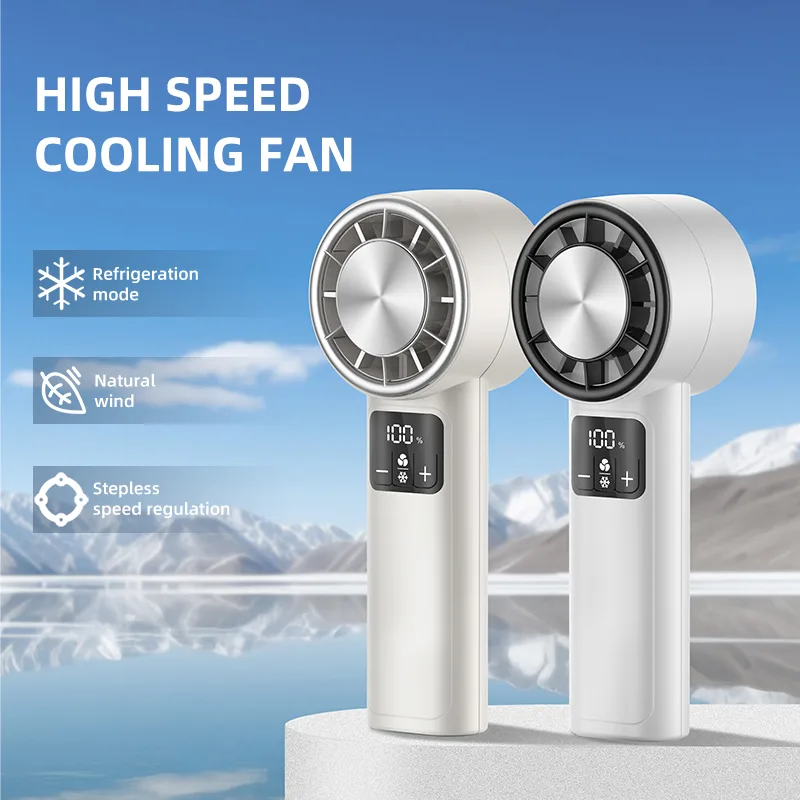 Multifunctional LED Digital Display Air Cooling Fan 3000mah Portable Rechargeable Mini Handheld Fan