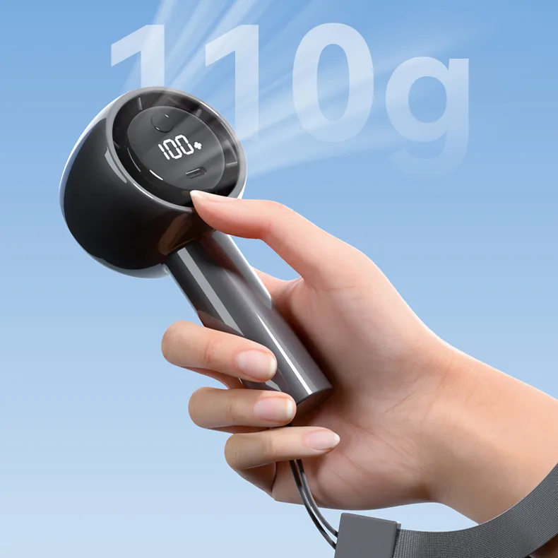 Portable 1200mAh Mini Electric Ventilation Fan Handheld Intelligent Digital Display Rechargeable Fan
