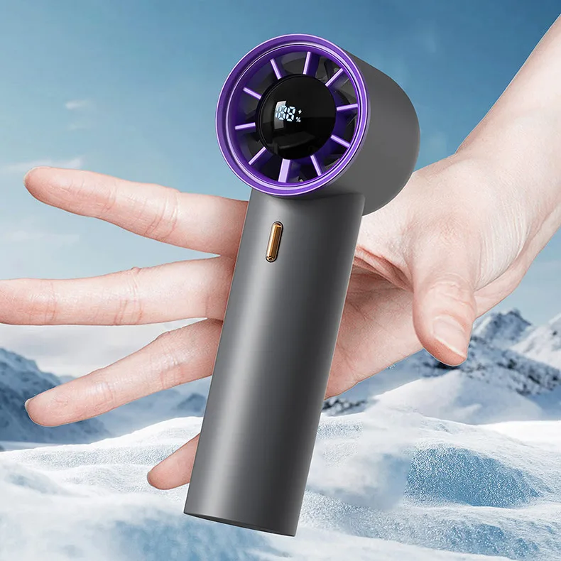 High Quality High Speed Screen Digital Display Portable Fan Powerful 2000mAh Battery USB Handheld Mini Fan for Outdoor & Car