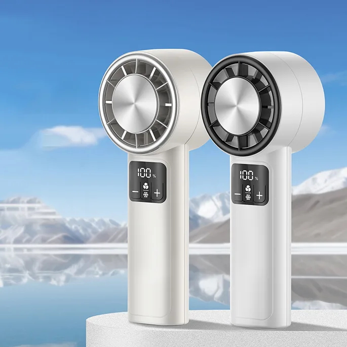 HD Digital Display High Speed Handheld Fan Semiconductor Refrigeration Handheld Cooling Fan Air Cooler for Outdoor