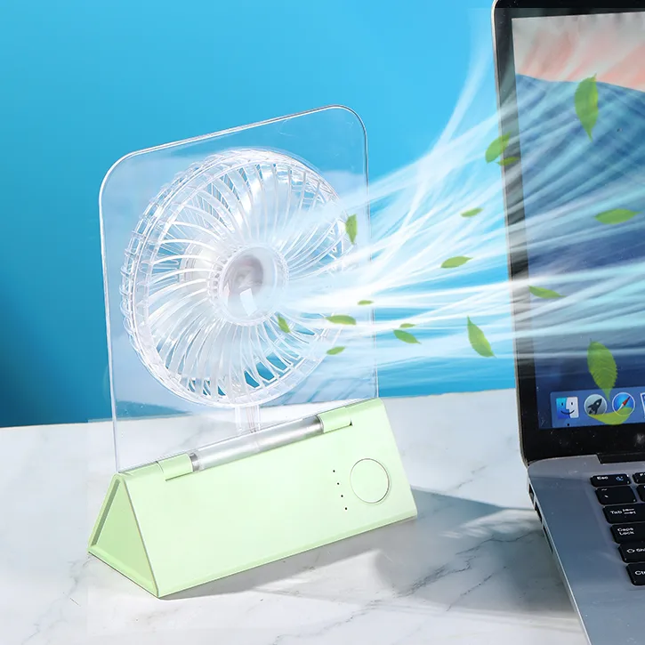 Ultrathin Transparent Body Wall-Mounted Portable Magnetic Table Fan Night Light Three-Speed Battery-Powered for Household