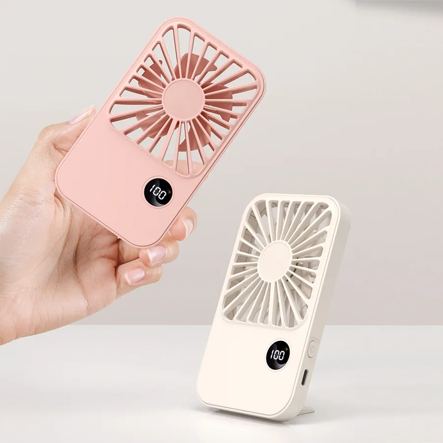Newest Portable Design Credit-Card Thin Mini Fan Button Control Handheld Household USB Ventilateur Rechargeable Standing Fan