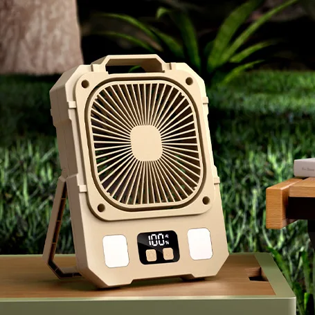 Smart Outdoor Camping Fan Multi-functional 2-in-1 Lighting Digital Display 3 Level LED 3 Speed Stepless Control Electric Power