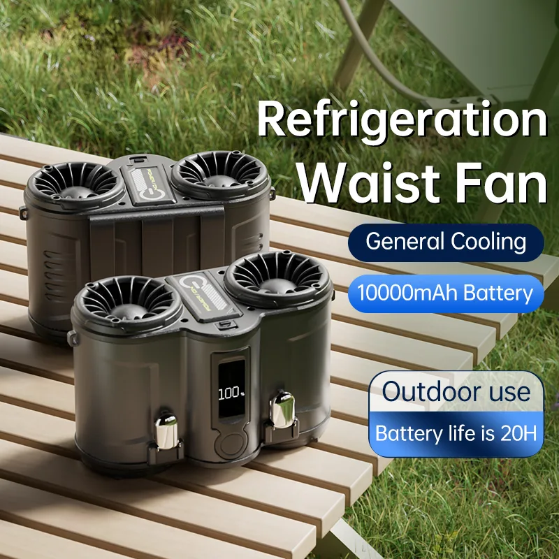 Upgrade 6-Speed LED Display Intelligent Digital Wearable Waist Fan with 10000mAh Battery Long Endurance for Car Use