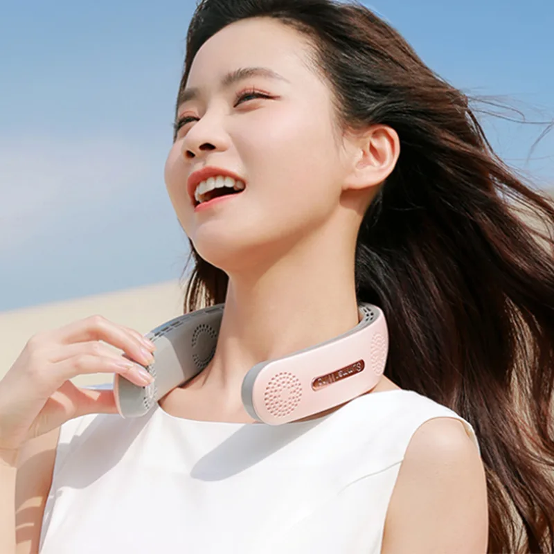 Summer Sports Personal 2400mAh USB Rechargeable Neck Fan Mini Portable Wearable Cooling Hanging Neck Fan Cooling