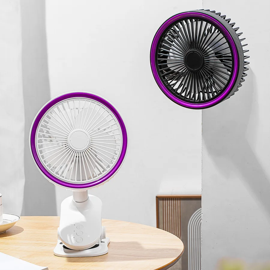 360 Degree Rotating Air Cooler Fan Rechargeable Small 2-in-1 Multi-Functional Electric Mini Portable Desk Clip Fans