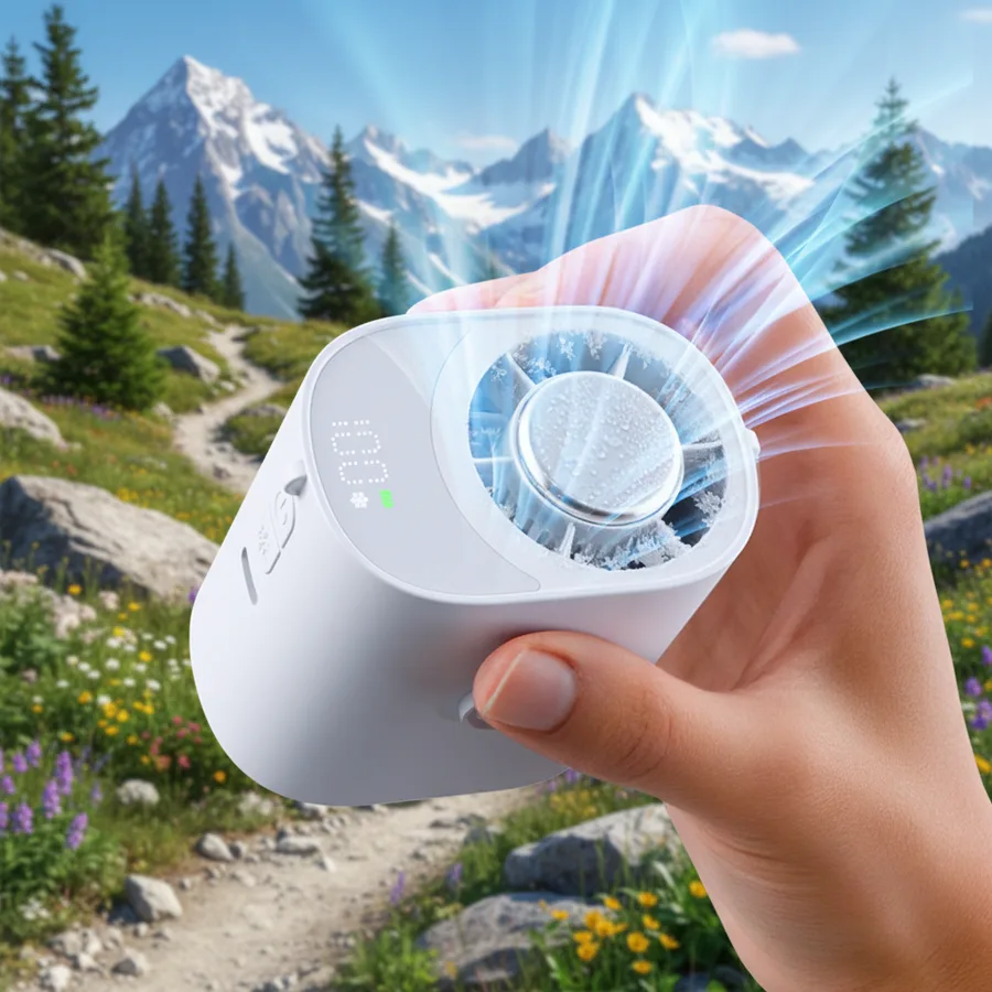 3000mAh Electric Mini Clip Fan 100 Adjustable Speeds Long-Lasting Portable for Hiking Camping Car Hotel Use LED