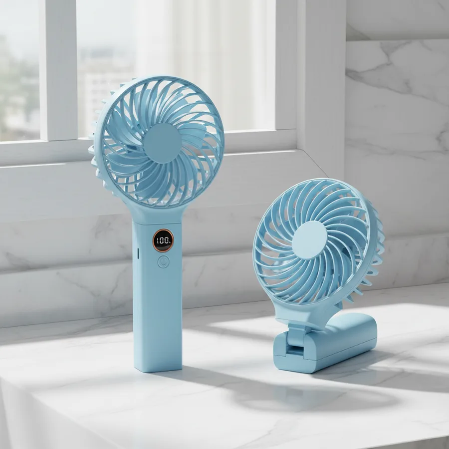Portable Foldable Small Handheld Desktop Fan 500 Battery USB Charging 5V 3 Speed Plastic Hidden Stand Household Hotel