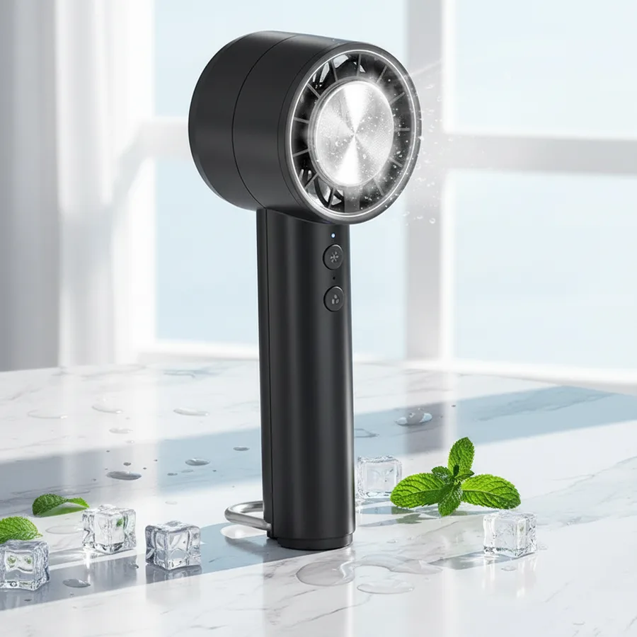 Custom Outdoor Portable USB Bladeless Cooling Ice Handheld Fan Mini Cooler 5-Speed Low Noise 5V