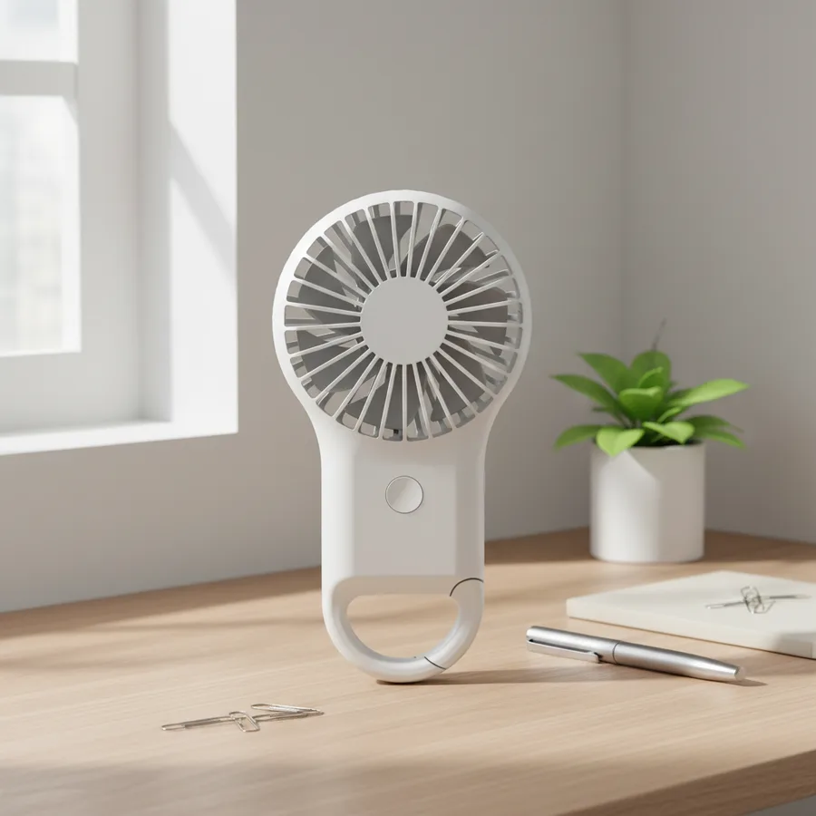 800mAh USB Plastic Mini Portable Wearable Handheld Fan with Light Air Cooling Rechargeable Battery Color Box Packaging
