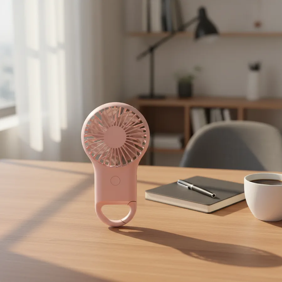 800mAh Handheld Mini Fan Three-Speed USB Rechargeable 5V Plastic Portable with Light for Car & Outdoor Use