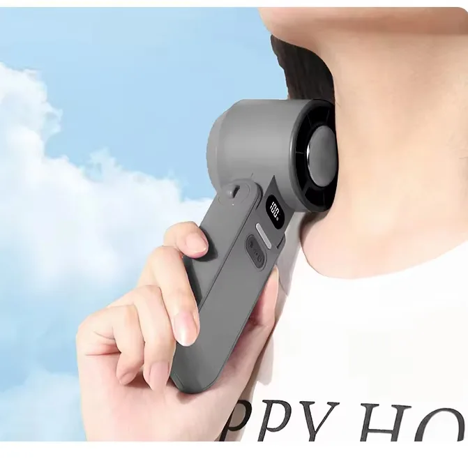 Portable USB Mini Fan Battery Rechargeable Personal Digital Display Light Plastic Five Blades Outdoor Use Handheld