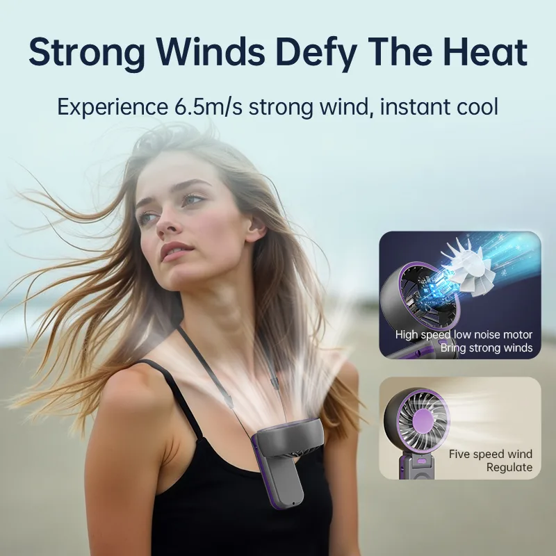 2000mAh Battery Capacity Mini Handheld Cooling Fan Turbo Mode 5-Setting Cooling Humidify Function for 2-7 Hour Use for Household