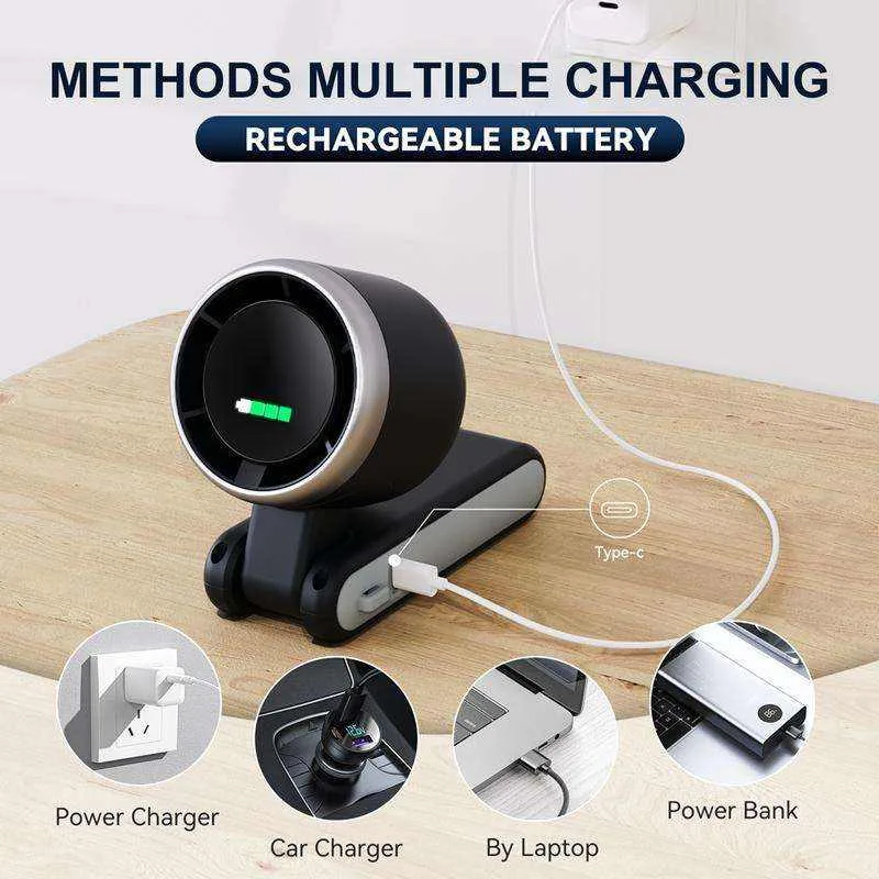 Portable Handheld Turbofan 5 Speed Rechargeable Mini Pocket Fan 180 Degree Foldable USB Ventilator with LED Digital Display