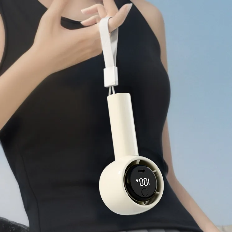 1200mAh USB Rechargeable Portable Mini Fan Custom Digital Display 3-in-1 Handheld Fan for Travel Car Outdoor Use in Spanish